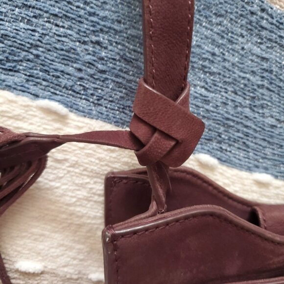 Vintage Lucky Brand Suede Leather Tassel Sachel Crossbody In Maroon - Picture 10 of 13